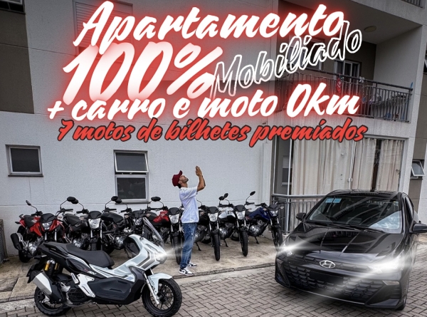 Apartamento 100% mobiliado com moto e carro na garagem 0km